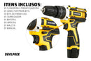 Kit Ferramentas 169 Peças com Parafusadeira Furadeira a Bateria 12V Sem Fio - Devilprex
