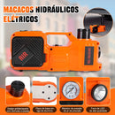 Kit Macaco Hidráulico Elétrico 12V 6 em 1 Automotivo com Chave de Impacto e Compressor