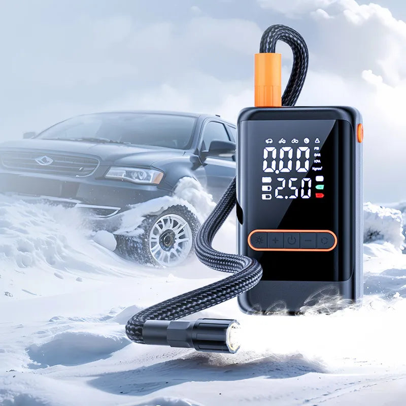 Mini Compressor de Ar Portátil Digital 150 PSI 60W Recarregável USB-C com Lanterna LED (Carro e Moto)